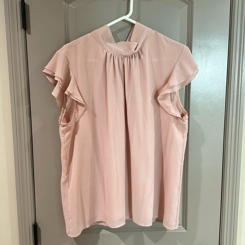 Pink Chelsea28 ruffled short sleeve blouse